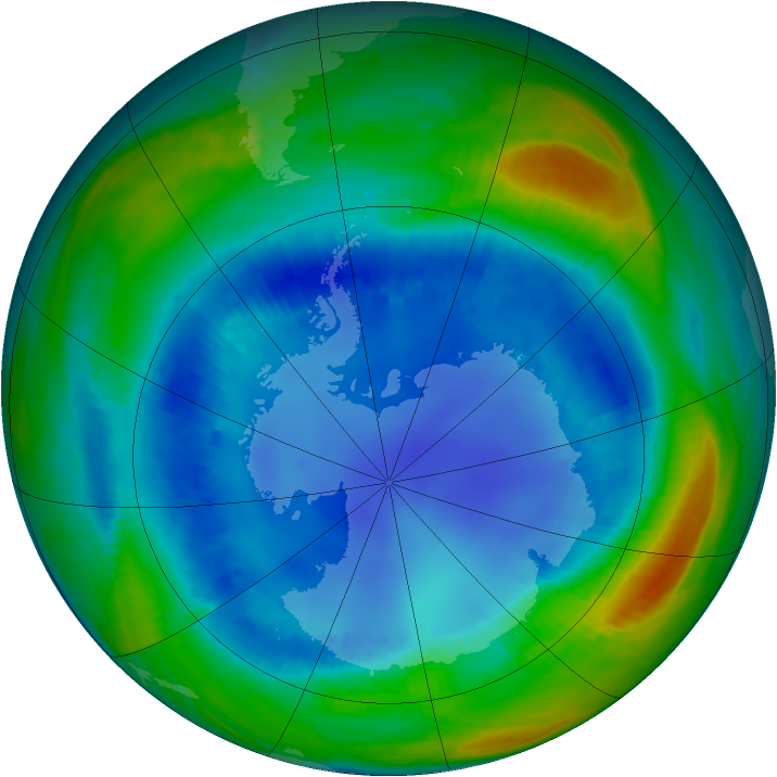 Antarctic ozone map for 17 August 1999